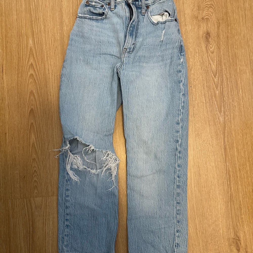 Abercrombie & Fitch Light Blue Distressed Boyfriend Jeans